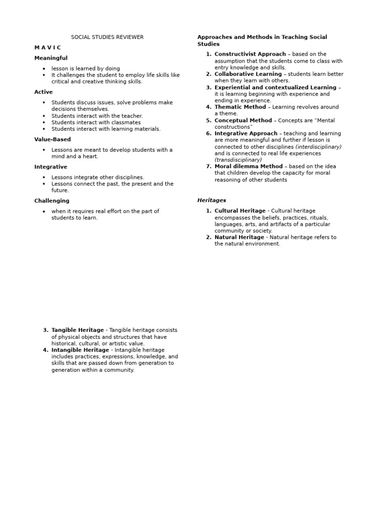 Social Studies Teaching Approaches Guide | PDF | Learning | Experience