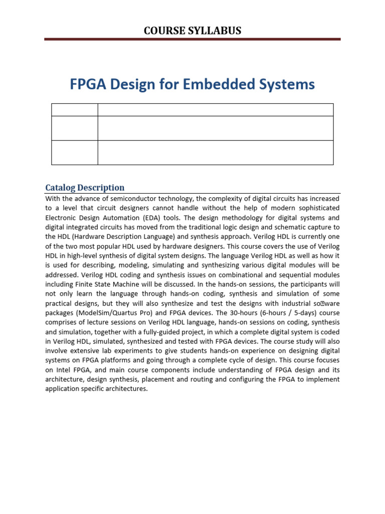 Fpga Design For Embedded Systems-1 | PDF | Hardware Description ...