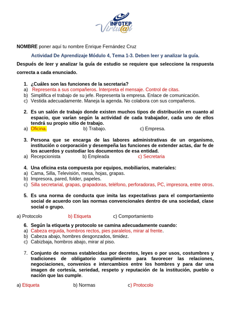 Actividad de Aprendizaje Módulo 4, Tema 2-3. Act | PDF | Etiqueta