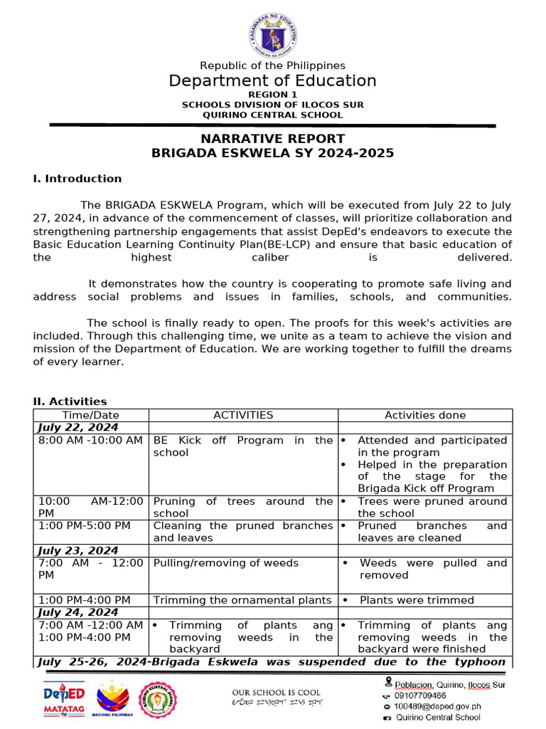 Brigada Accomplishment Report 2024 | PDF | Agriculture | Botany