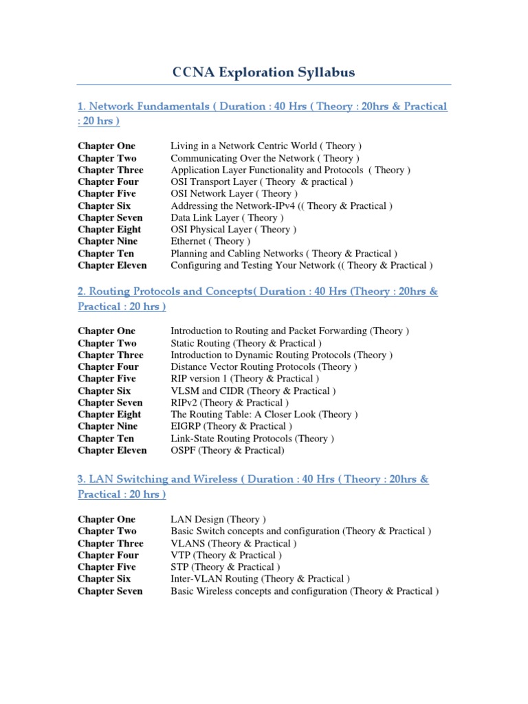 Ccna Exploration Syllabus PDF
