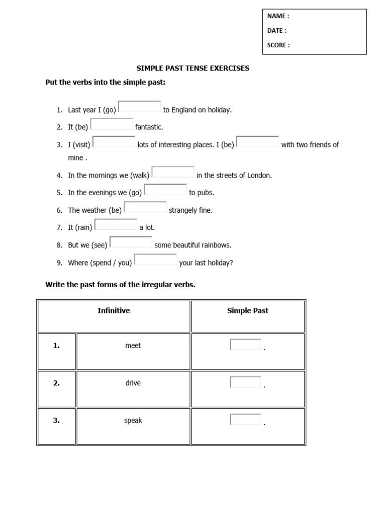 Simple Past Tense Exercises | PDF | Syntax | Language Mechanics