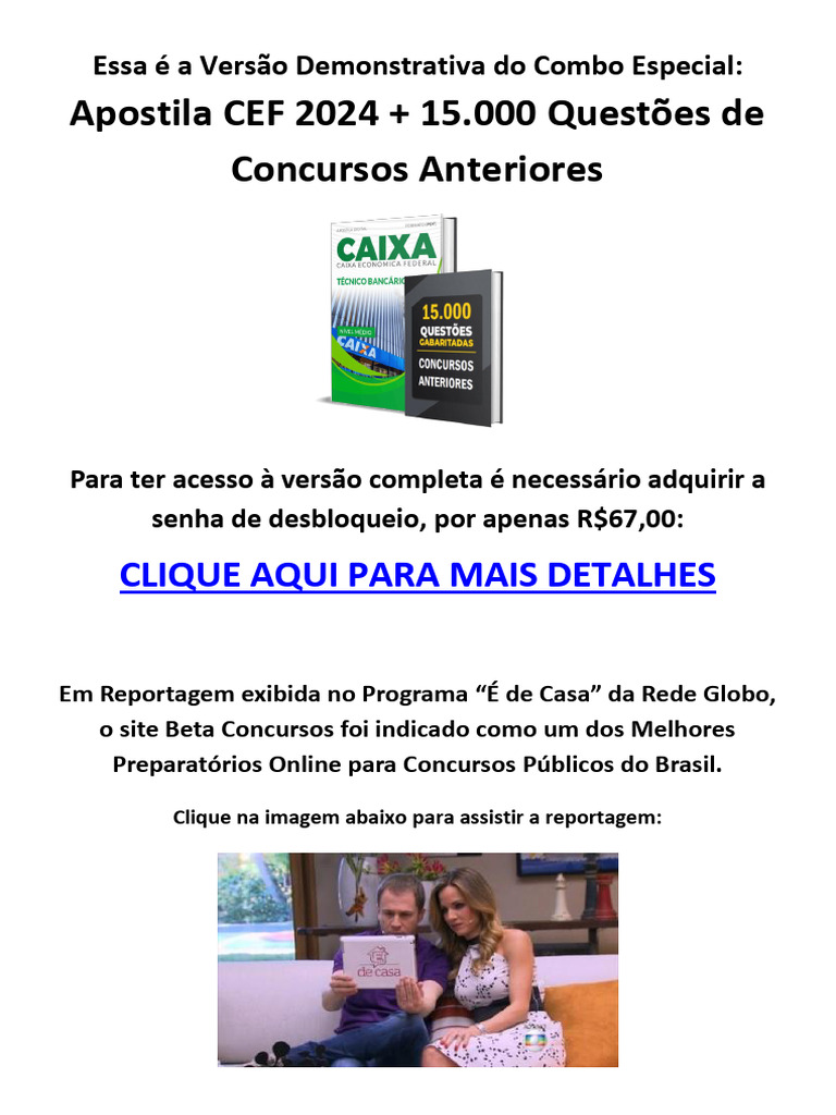 Acesso à Apostila CEF 2024 | PDF