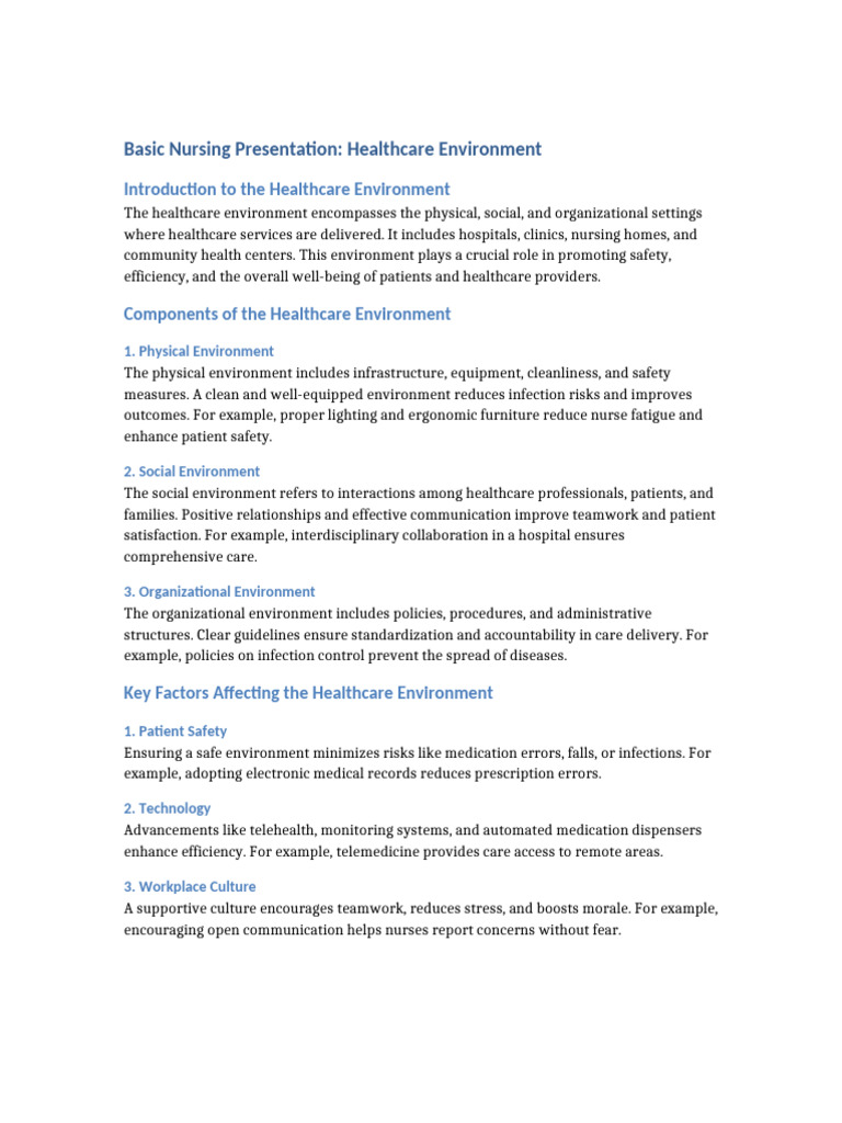 Nursing's Role in Healthcare Settings | PDF | Nursing | Health Care