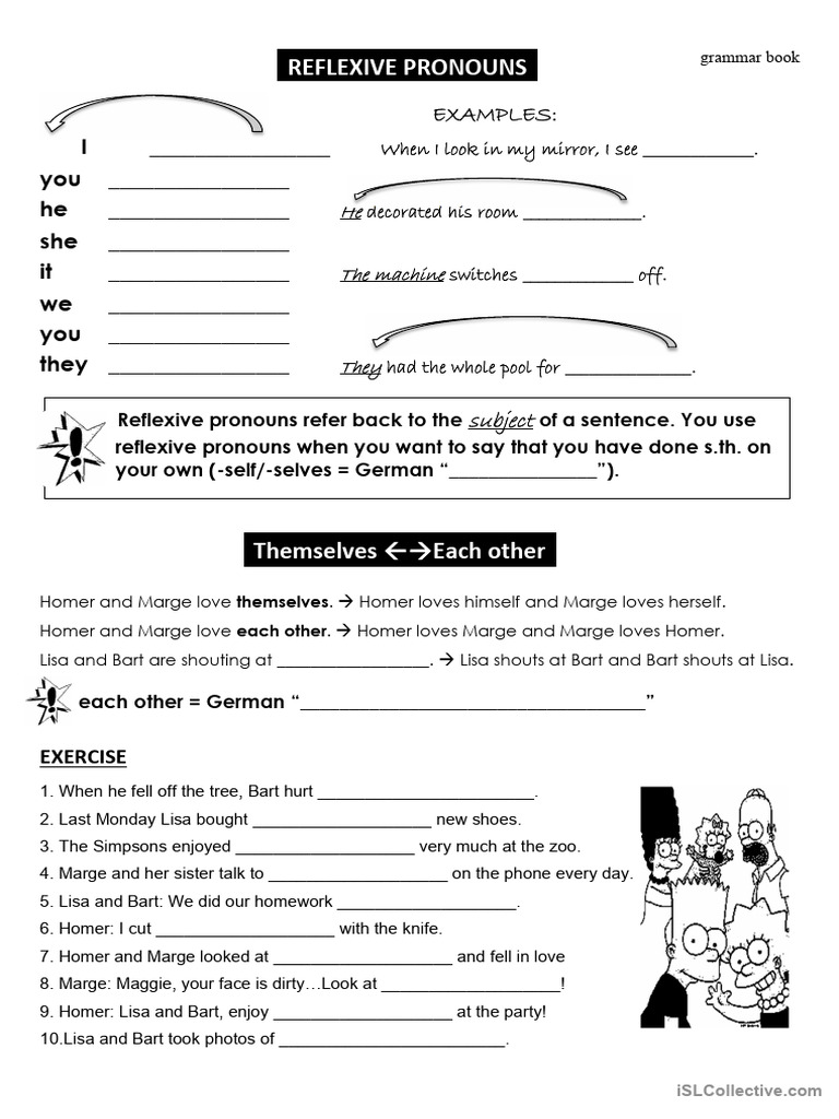 reflexive pronouns (1) | PDF | Lisa Simpson | Bart Simpson