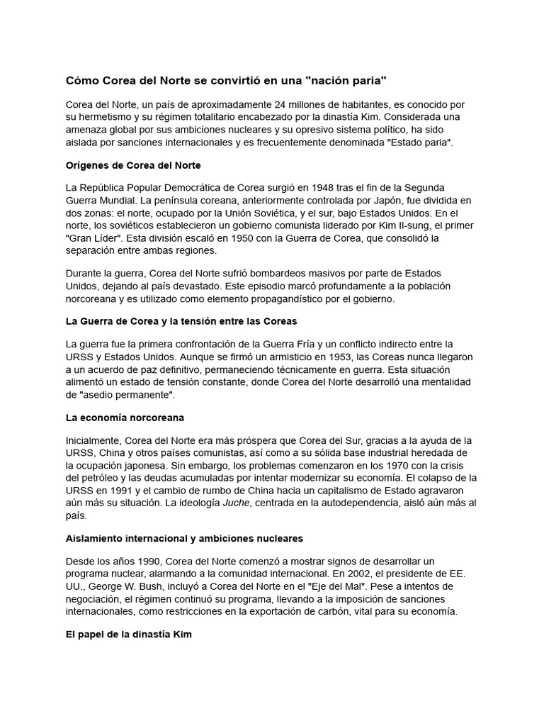 Corea del Norte: Historia de un Estado Paria | PDF | Corea del Norte ...