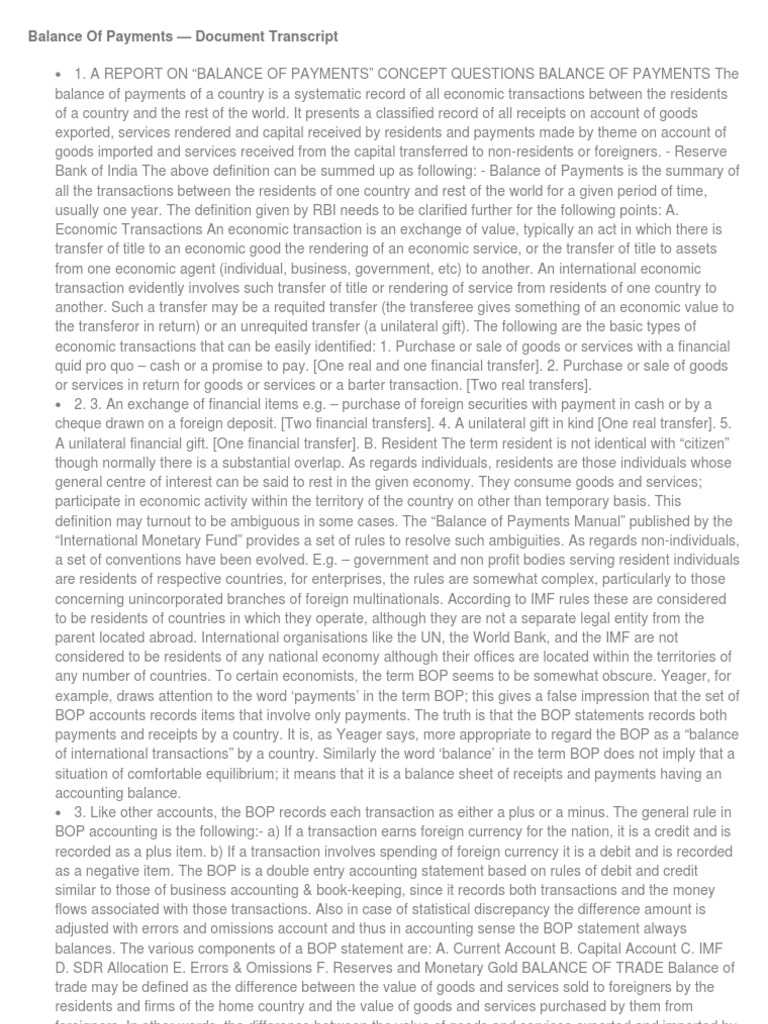 Understanding Balance of Payments | PDF | Current Account | Debits And ...