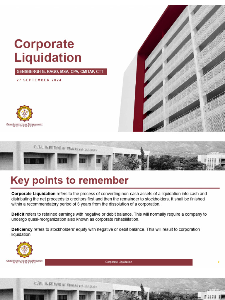 ACCTG337 Corporate Liquidation Discussion Slides | PDF | Debits And ...