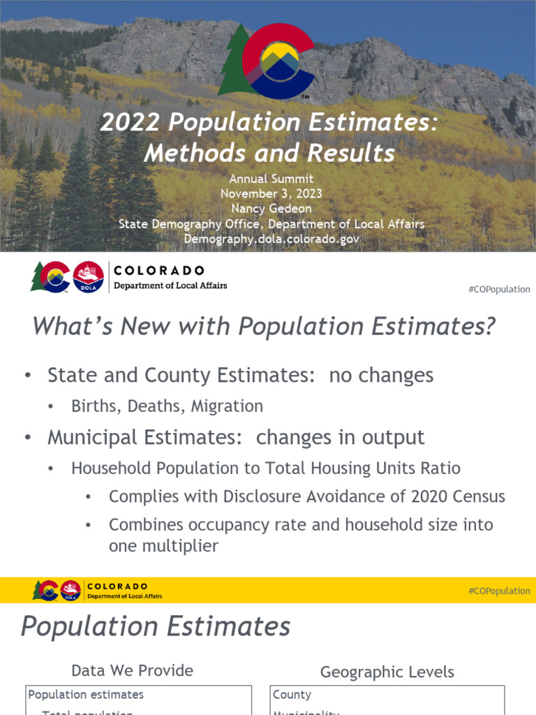 2023 Summit Estimates v2022 | PDF | Colorado | Population