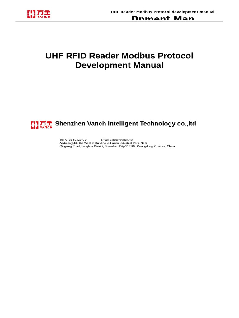 Uhf Reader Modbus Protocol Development Manual v2.10 | PDF | Internet ...