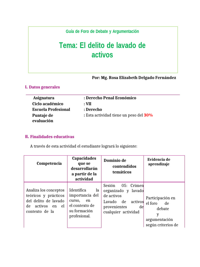 Foro: Lavado de Activos y Crimen Organizado | PDF | Evaluación | Ley ...