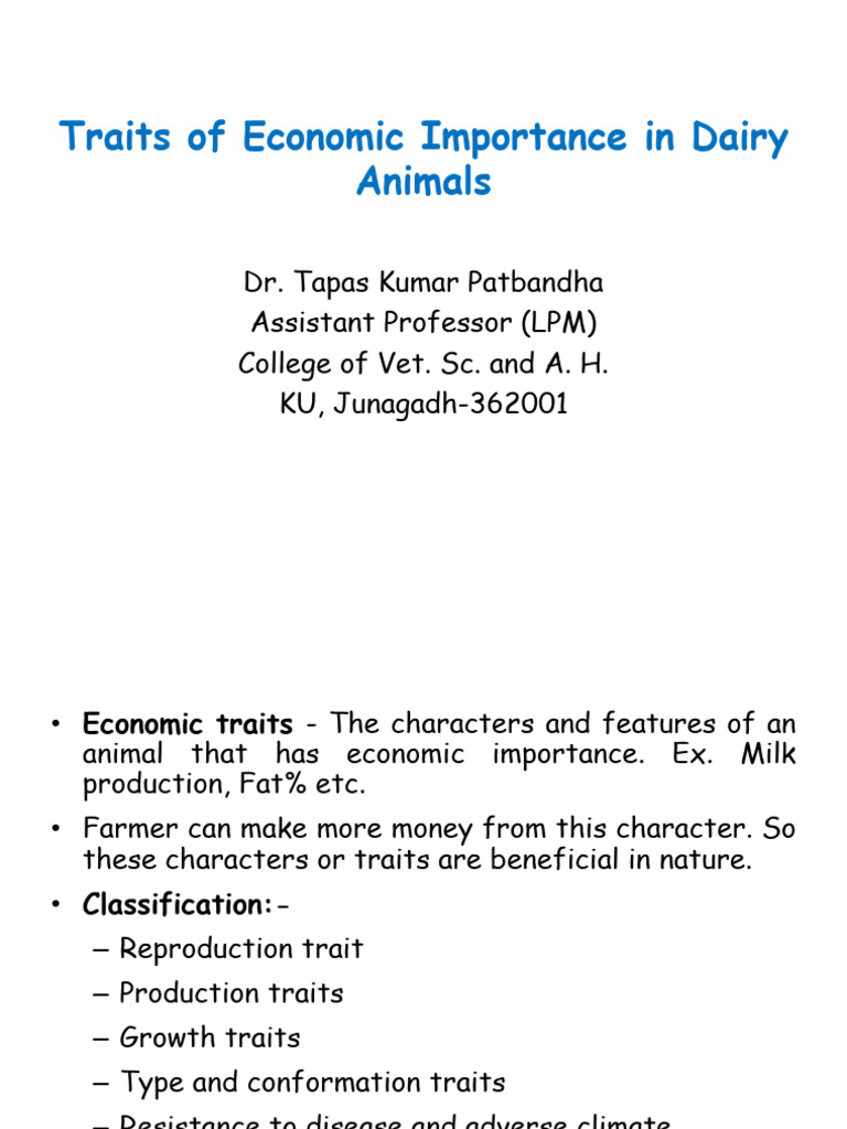 Economic Traits of Dairy Cattle | PDF | Cattle | Dairy Cattle