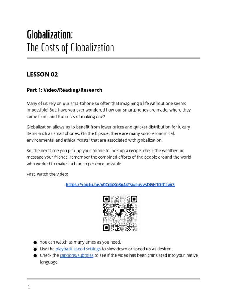 Costs of Globalization Explained | PDF