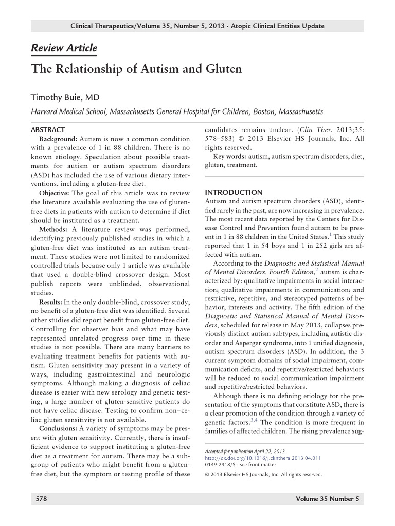 The Relationship of Autism and Gluten | PDF | Autism Spectrum | Coeliac ...