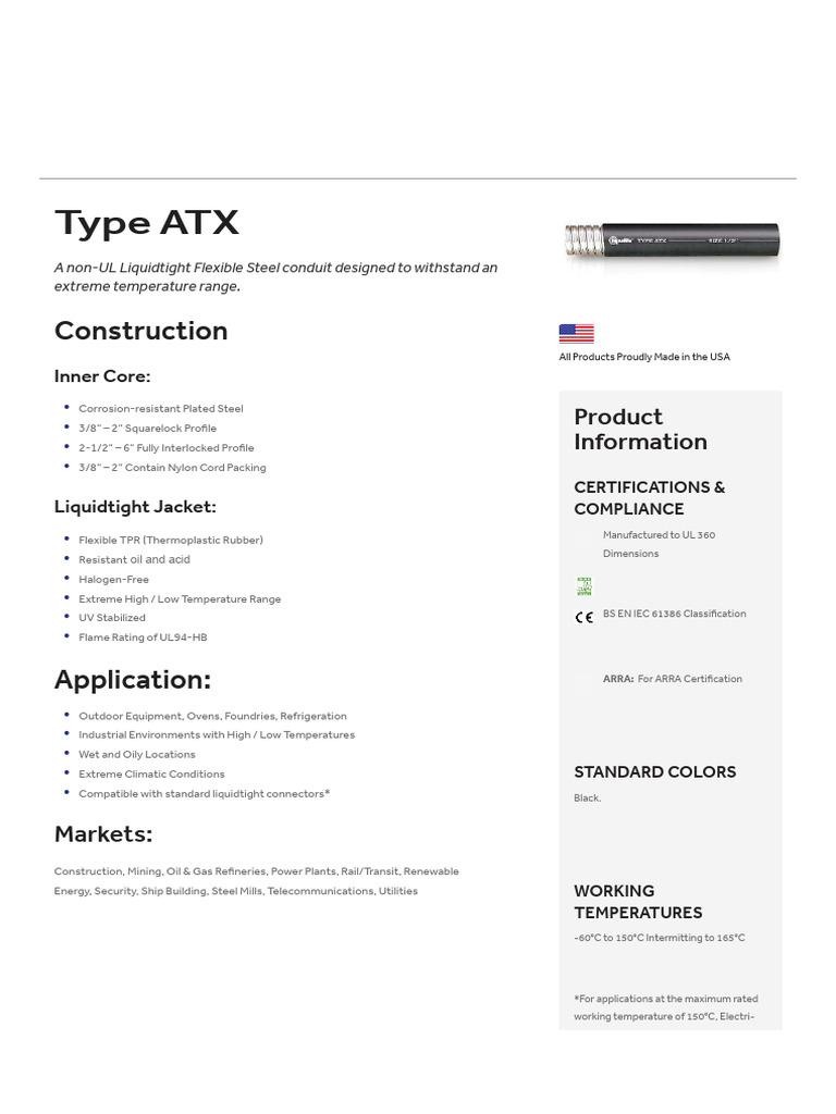 ATX ExtremeTemperature Flexible Conduits | PDF | Building Engineering ...