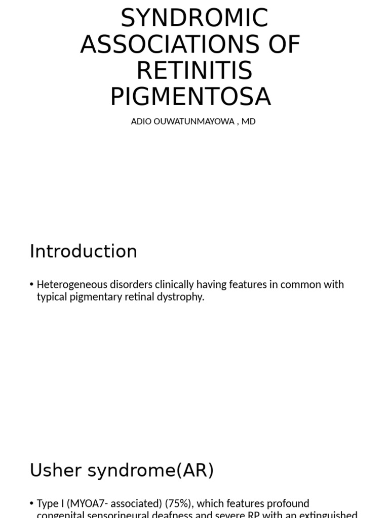 Syndromic Associations of Retinitis Pigmentosa | PDF | Diseases And ...