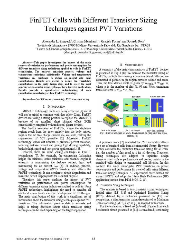 FinFET Cells With Different Transistor Sizing Techniques Against PVT ...