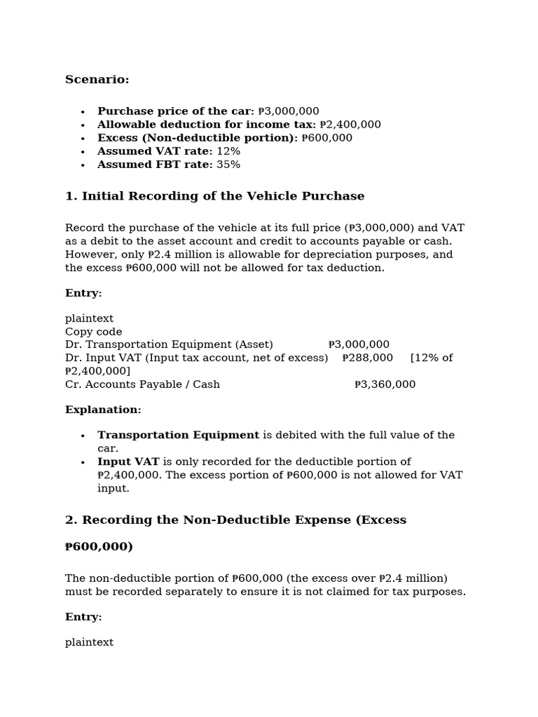 Vehicle Purchase Accounting Entries | PDF | Debits And Credits ...