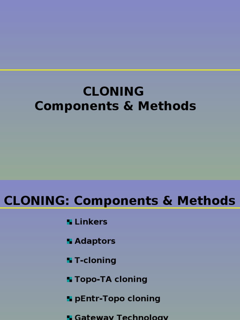 Cloning Methods | PDF | Molecular Cloning | Plasmid