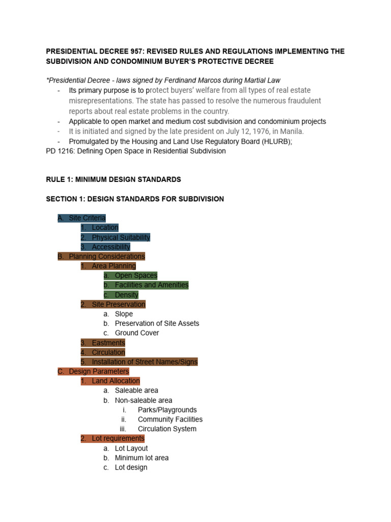 Presidential Decree 957: Buyer Protection Rules | PDF