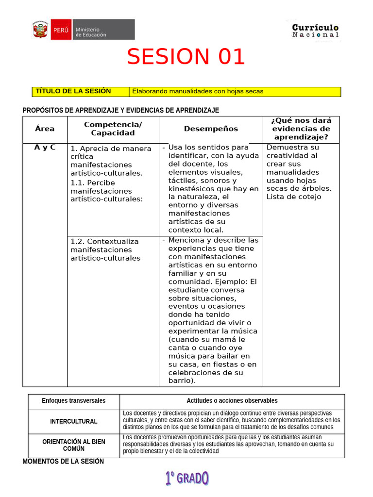 Sesiones de Arte y Cultura | PDF | Aprendizaje | Enseñando
