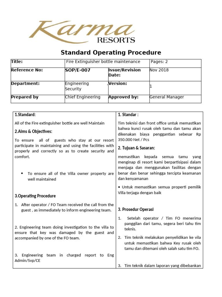 SOP Keys Damaged by The Guest | PDF