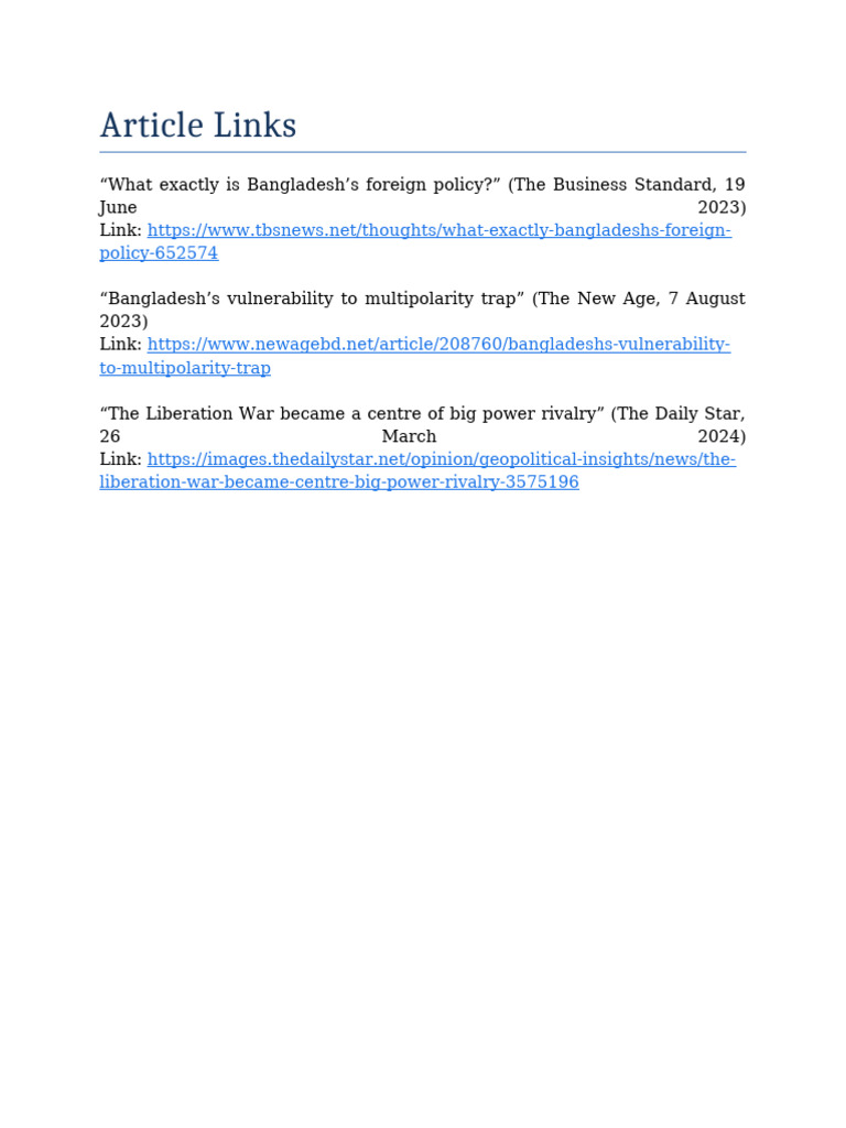 Bangladesh's Geopolitical Challenges | PDF