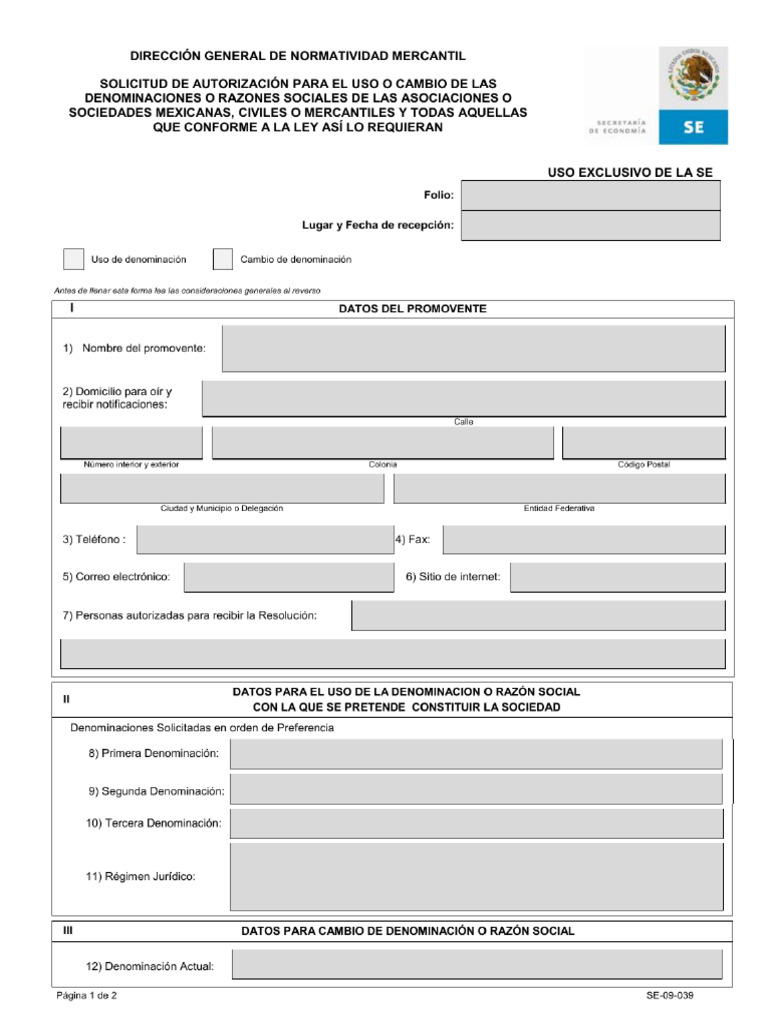 Formato Razon Social Secretaria de Economia | PDF