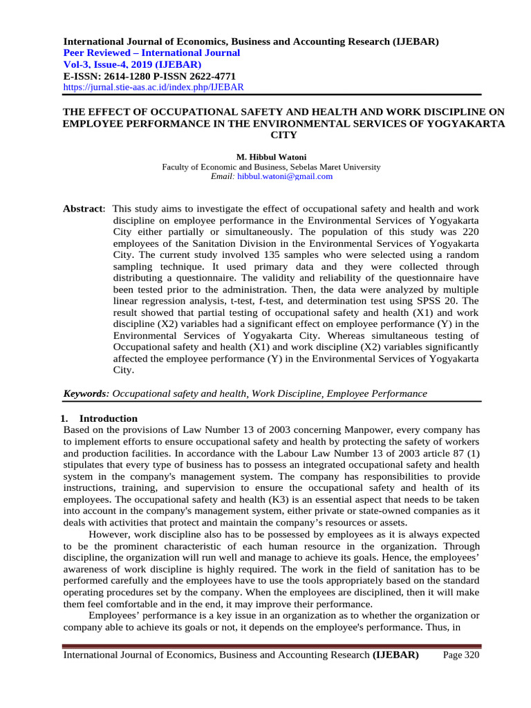 The Effect of Occupational Safety and Health and Work Discipline On ...
