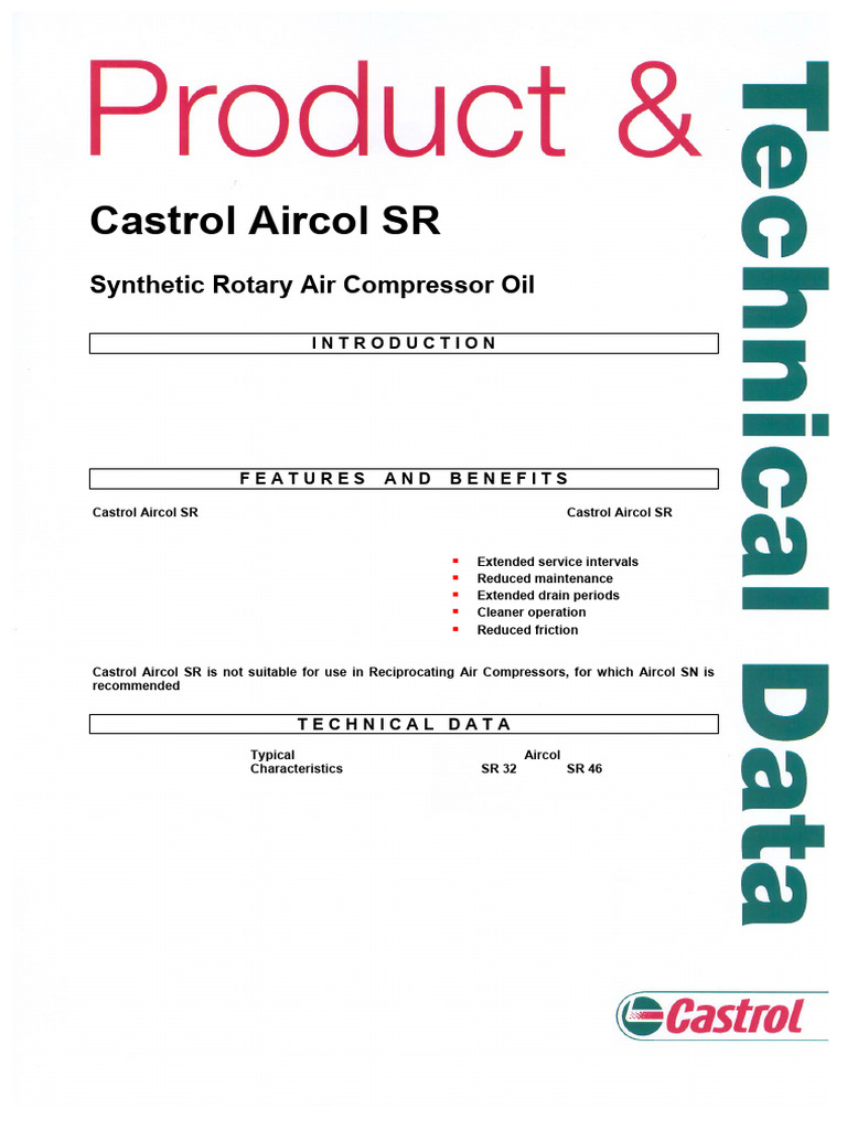 Pds - Aircol SR (Compressor Oil) | PDF