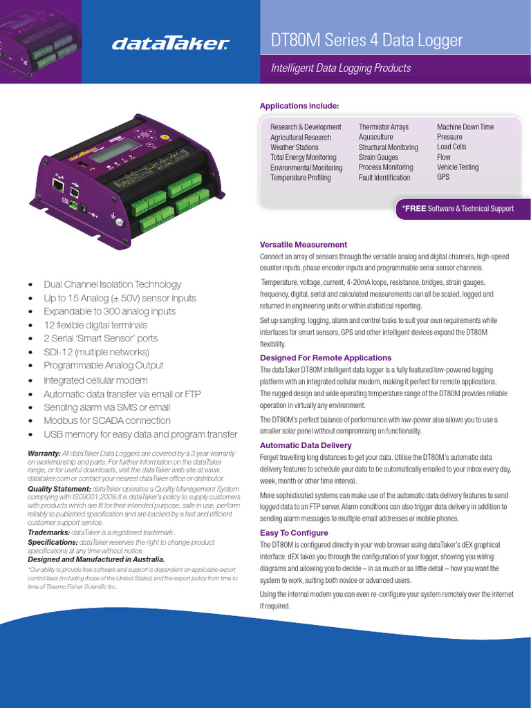 DT80M Series 4 Data Logger Overview | PDF | Usb | World Wide Web