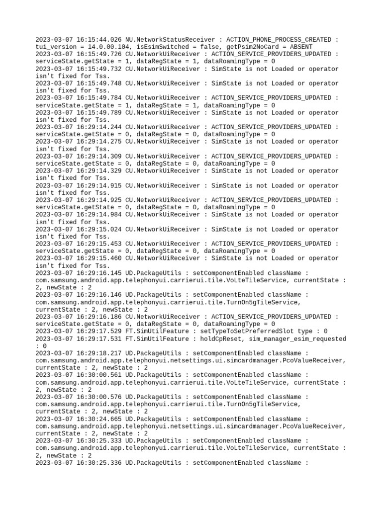 Network Status and SIM State Logs | PDF