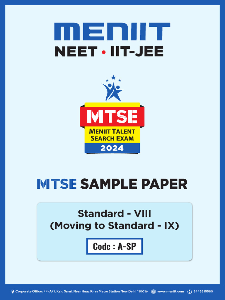 Mtse Sample Paper - VIII (A-Sp) | PDF | Force | Friction