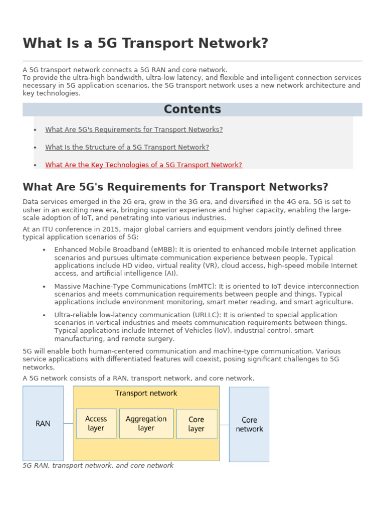 Overview of 5G Transport Network Architecture | PDF | Computer Network ...