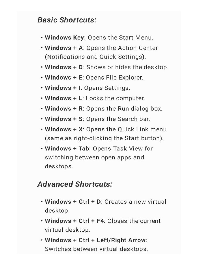 Windows Shortcut Key | PDF