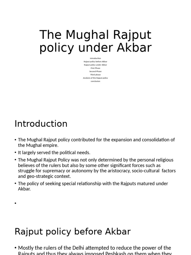Akbar's Rajput Policy Overview | PDF | Mughal Empire