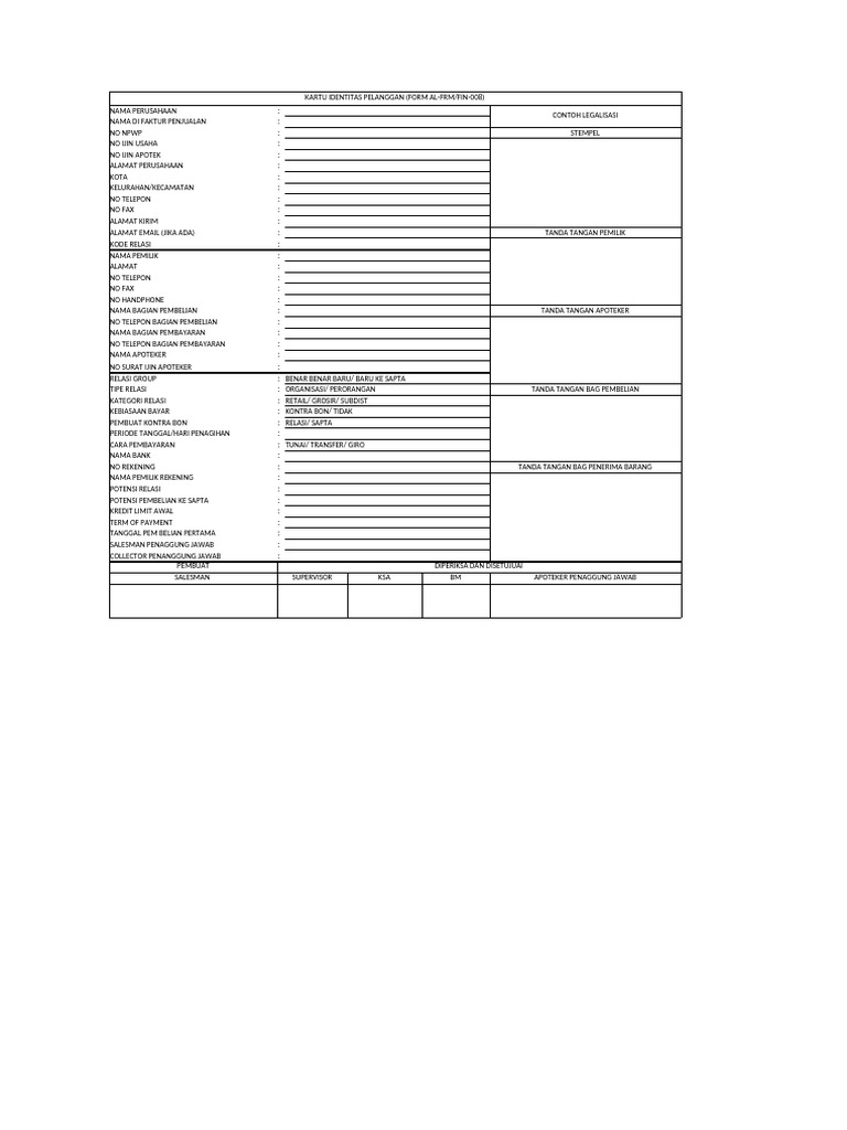 Kartu Identitas Pelanggan Apotek | PDF