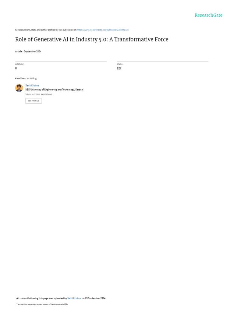 Role Of Generative Ai In Industry 50 A Transformative Force Pdf