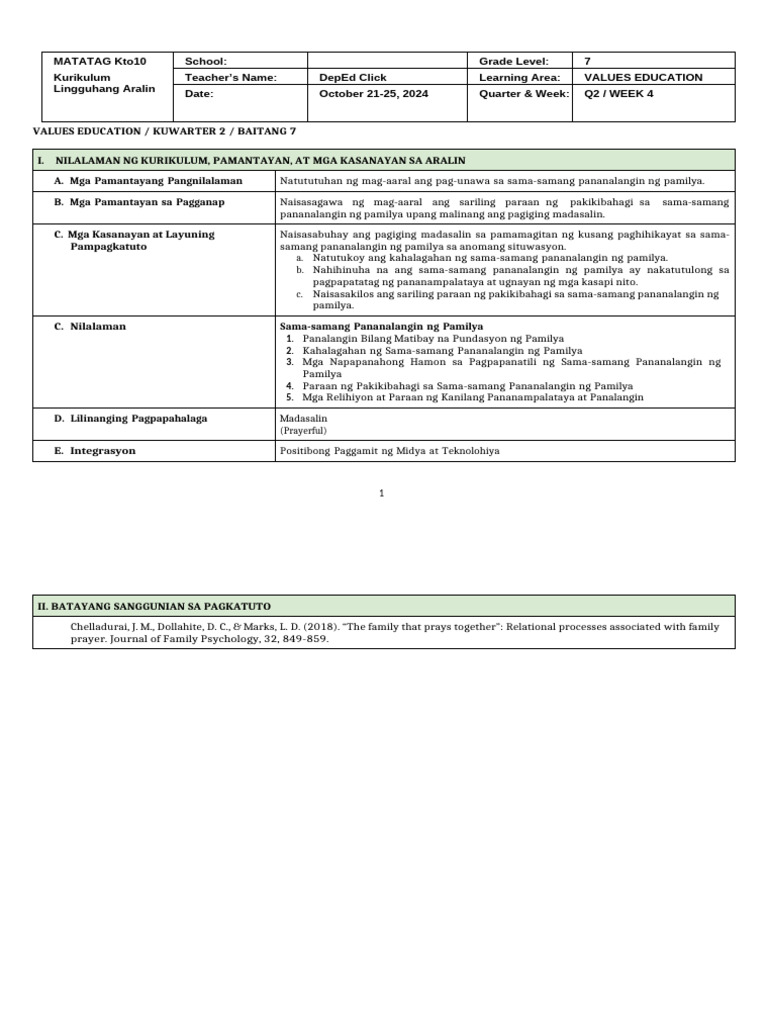 Ve 7 - DLL - Q2 - Week 4 | PDF