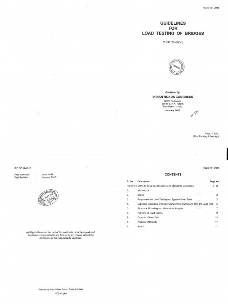 IRC - SP 51 - 2015 Bridge Load Test | PDF