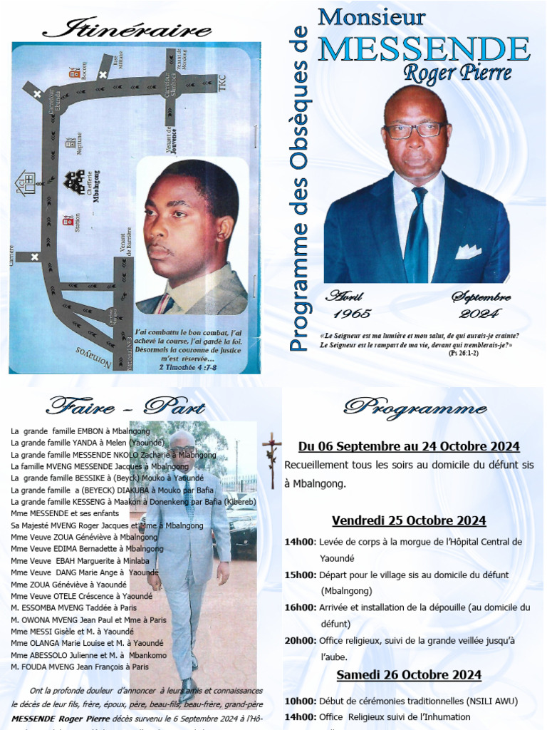 Programme des obsèques de MESSENDE Roger | PDF