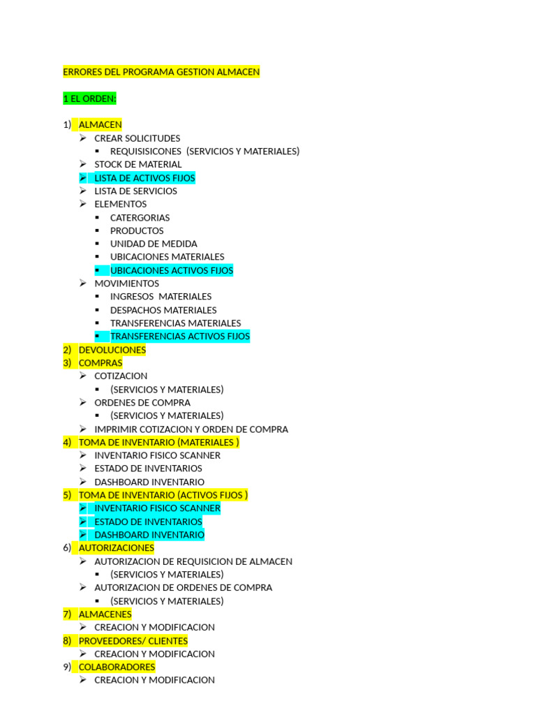 Errores Del Programa Gestion Almacen | PDF | Almacén | Informática