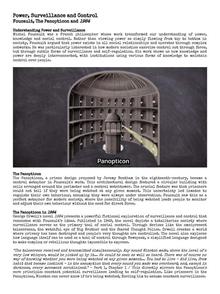 Foucault's Panopticon and Orwell's 1984 | PDF