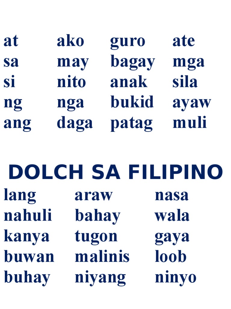 Lesson Filipino Sight Words Practice Reading Mga Karaniwang