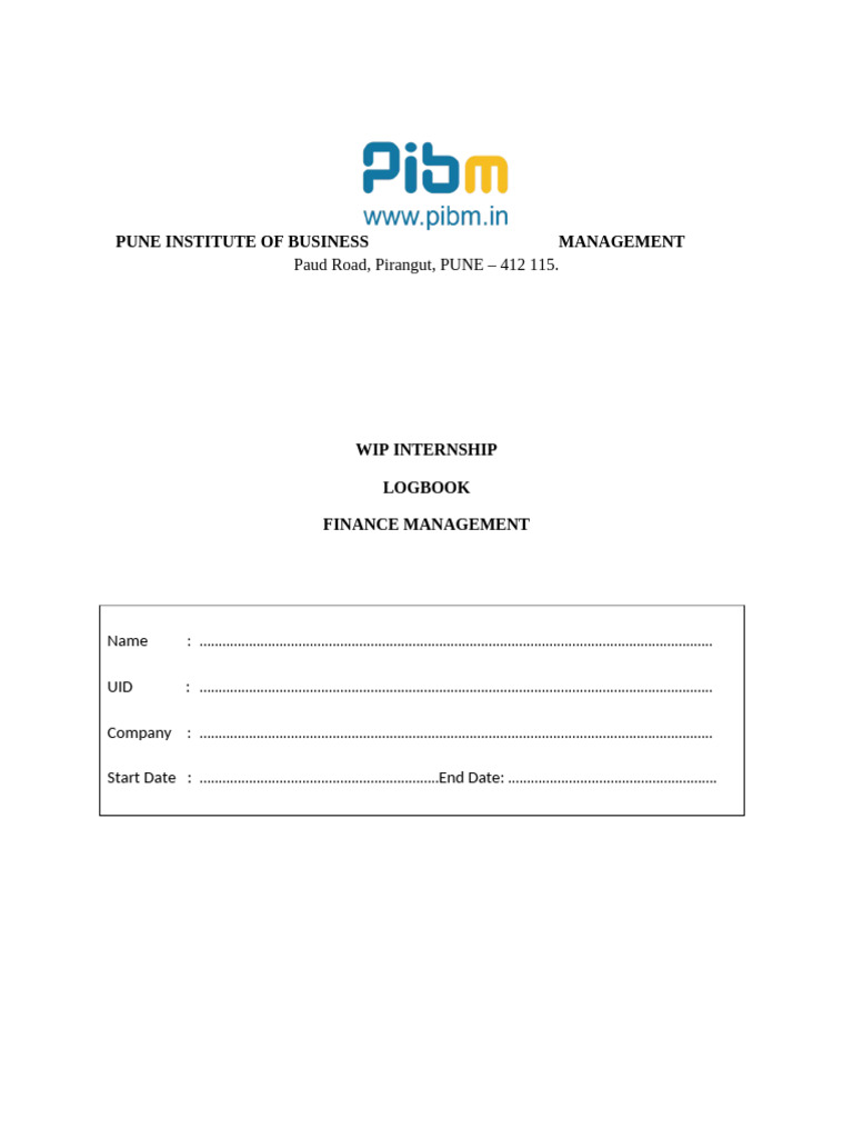 Finance Management Internship Logbook | PDF | Financial Analyst | Risk