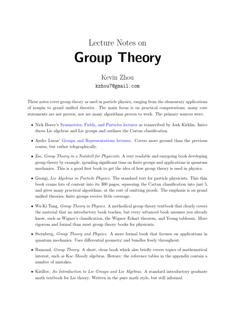 Group Theory Applications in Particle Physics | PDF | Representation ...