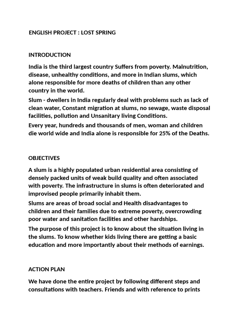 English Project Pdf Slum Child Labour