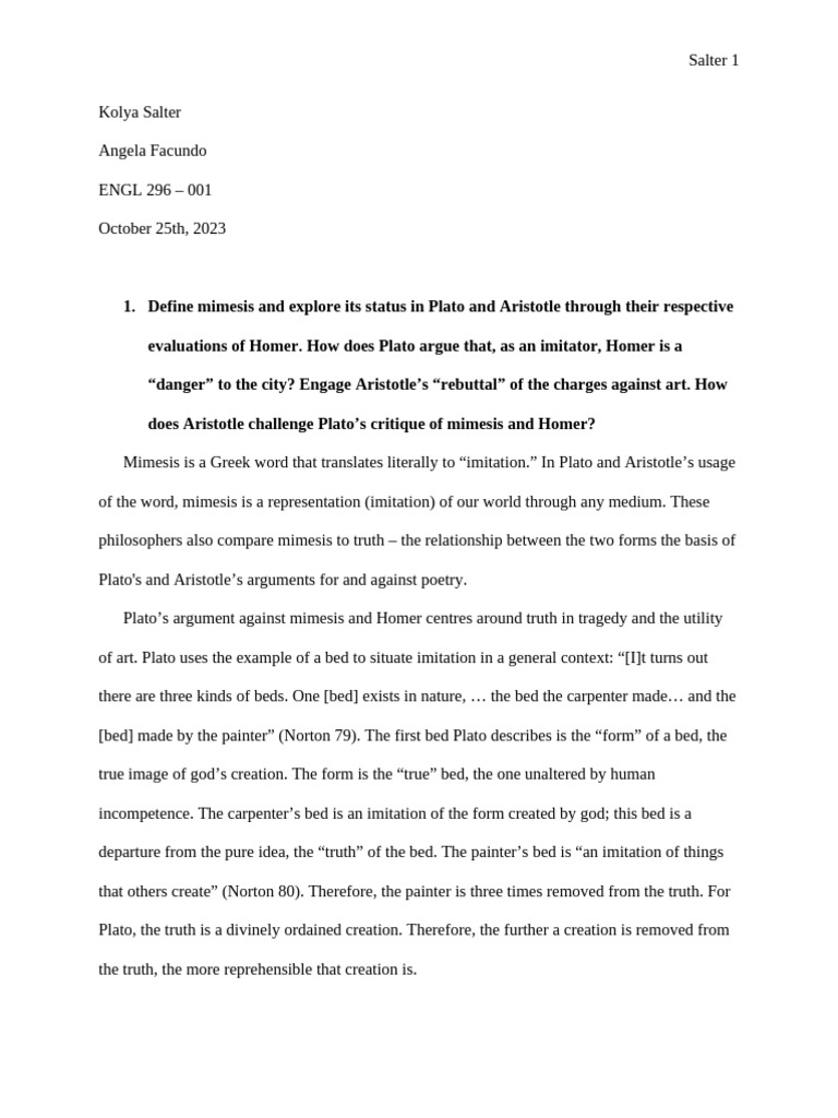 ENGL 296 Midterm [Final Copy] Kolya Salter PDF Aristotle Liberal