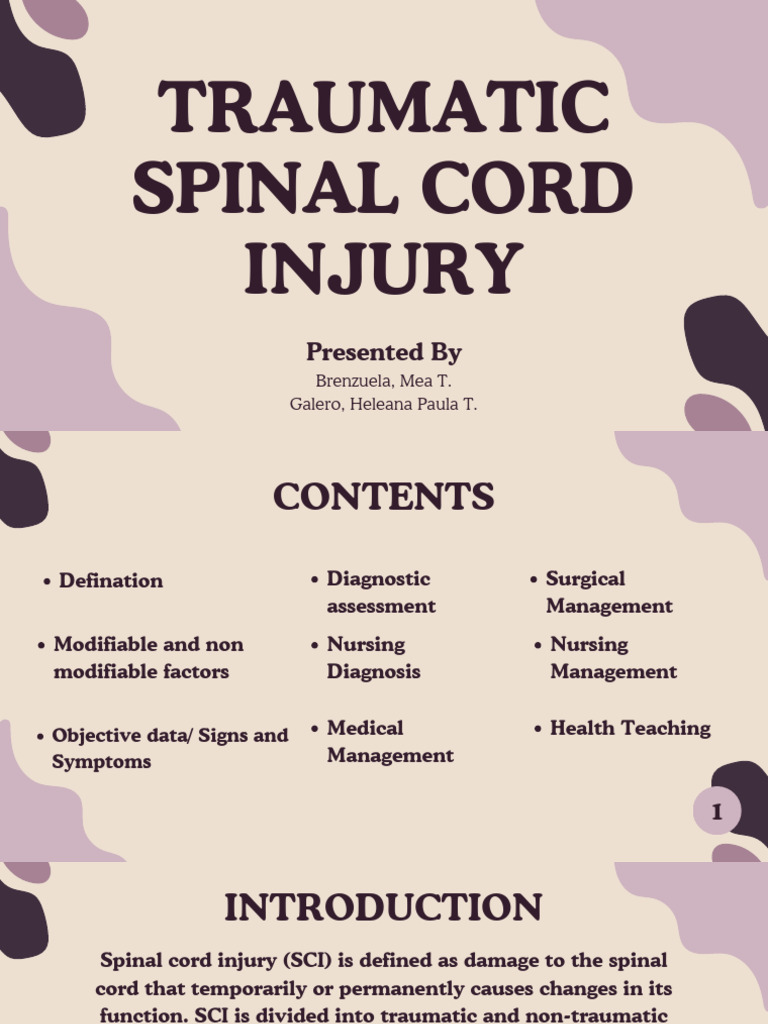 Traumatic Spinal Cord Injury Overview | PDF | Spinal Cord Injury ...