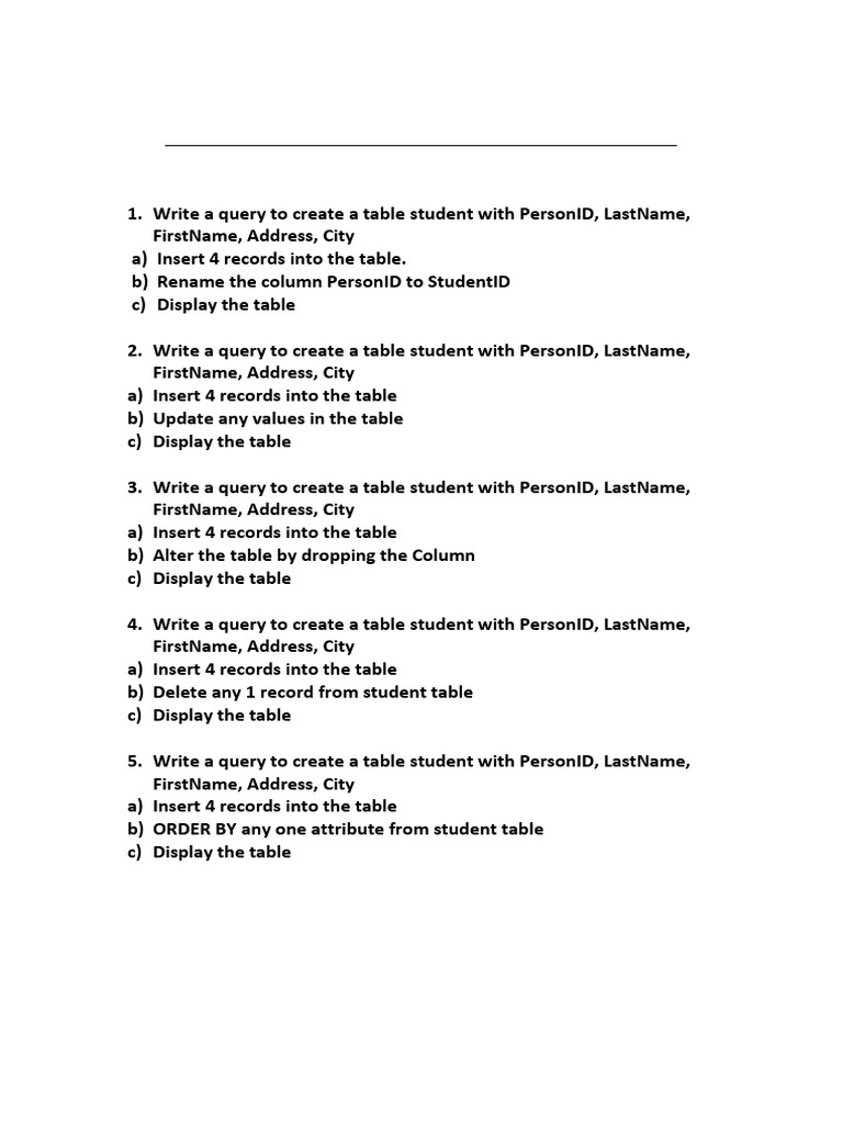 DBMS Virtual Lab: Student Table Queries | PDF | Table (Database ...
